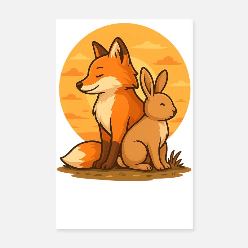 Fuchs und Hase Poster 20x30 cm