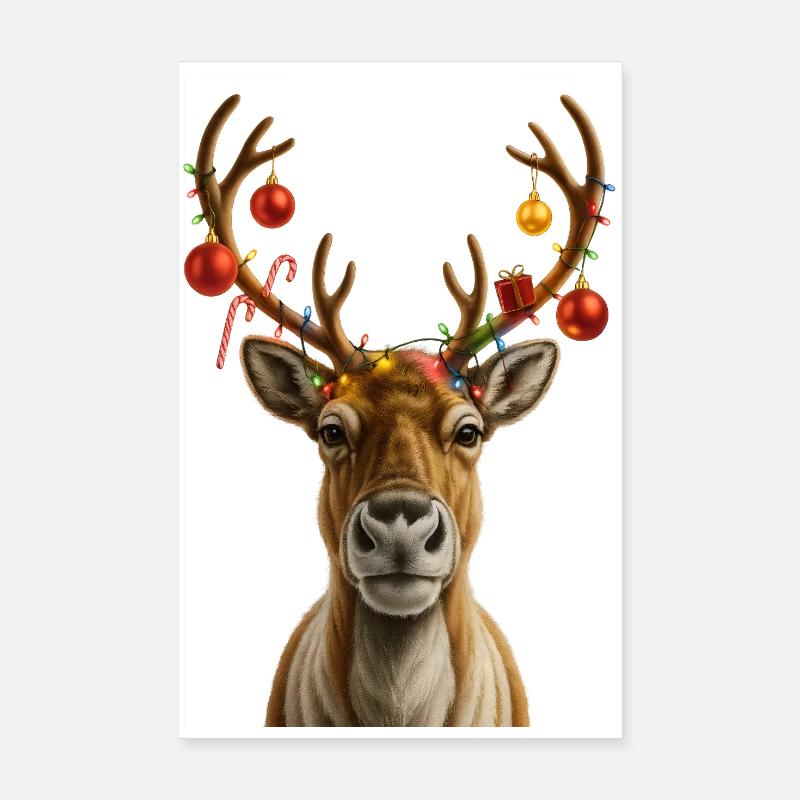 Renne de Noël avec des bijoux Poster 20 x 30 cm