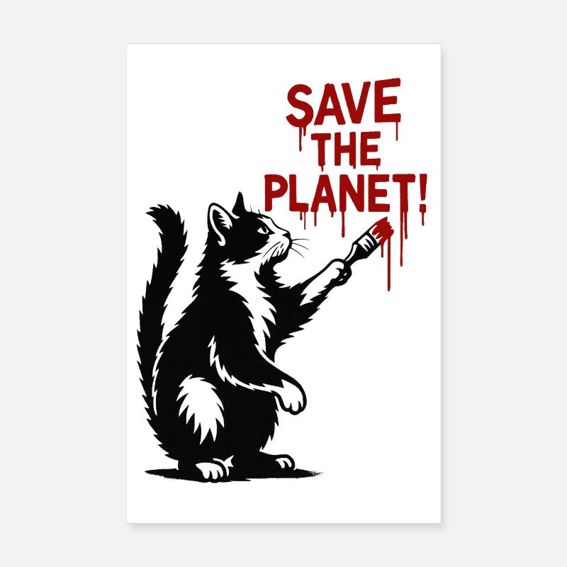 Planet Protection Cat Art Poster 8" x 12" (20x30 cm)