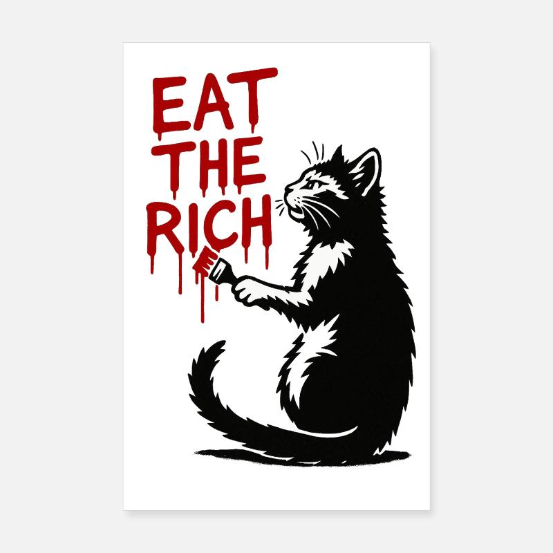 Black Cat Red Drop Text Poster 8" x 12" (20x30 cm)