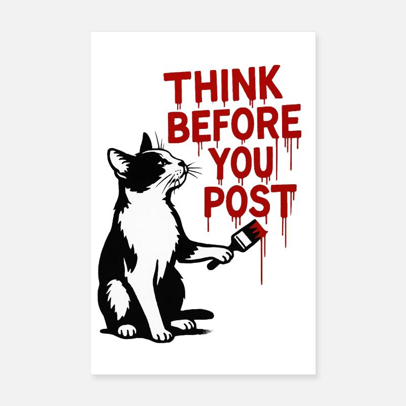 Réfléchissez avant de poster Cat Poster 20 x 30 cm