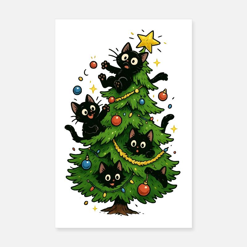 Weihnachtsbaum Katzen Weihnachten Poster 20x30 cm