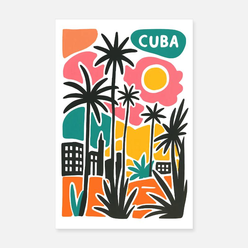 Tropical sunset with palm trees Poster 8" x 12" (20x30 cm)