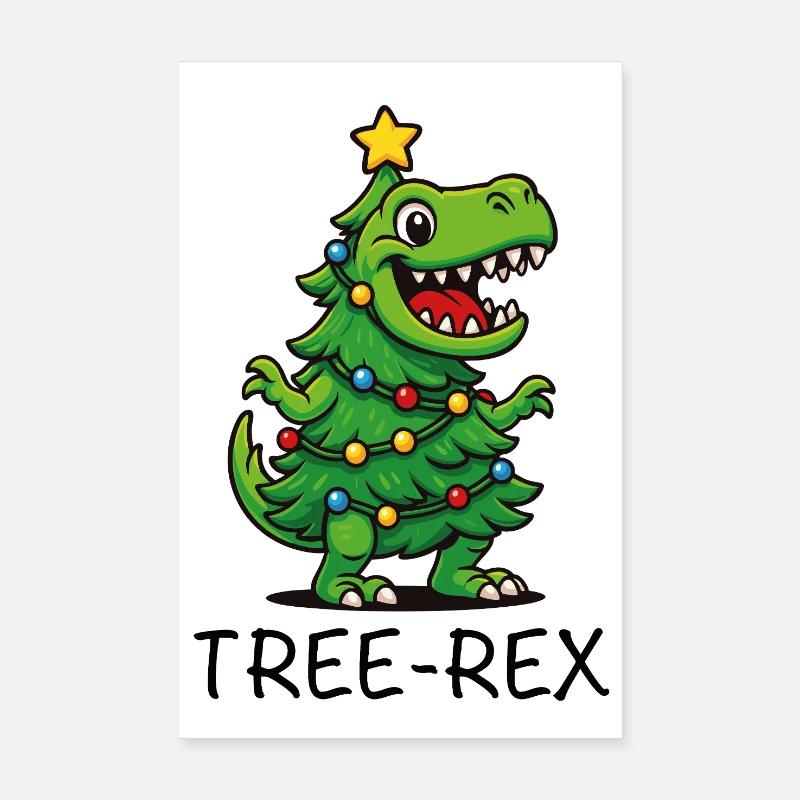 Tree-Rex – Dino de dessins animés mignons Poster 20 x 30 cm
