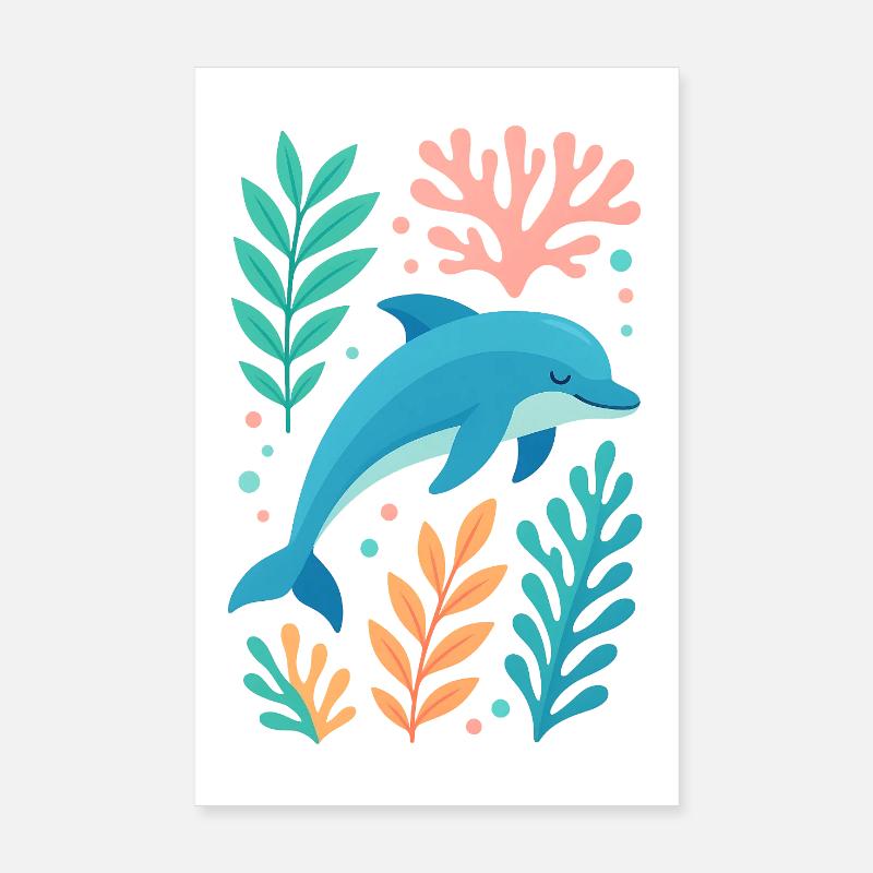 Rêve de dauphin dans la mer de Corail Poster 20 x 30 cm