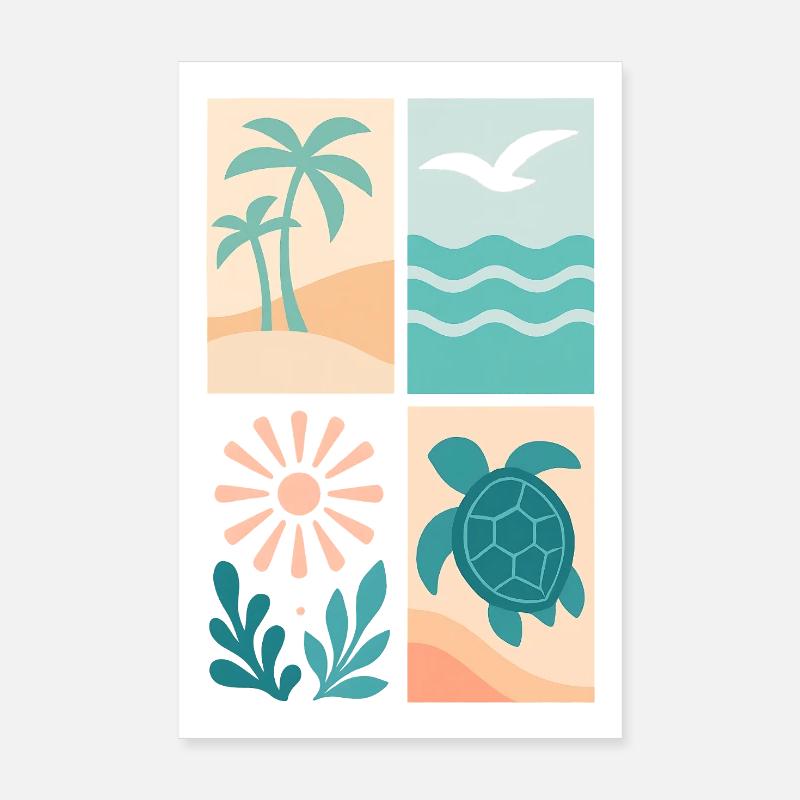 Tropical Coastal Four-Frame Series Poster 8" x 12" (20x30 cm)