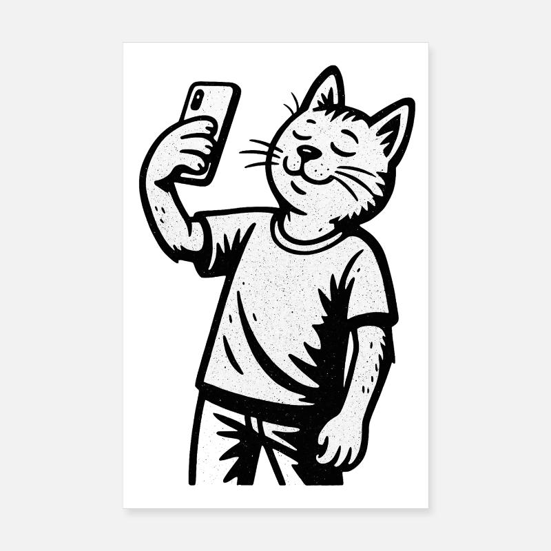 Selfie cat in sketch style Poster 8" x 12" (20x30 cm)