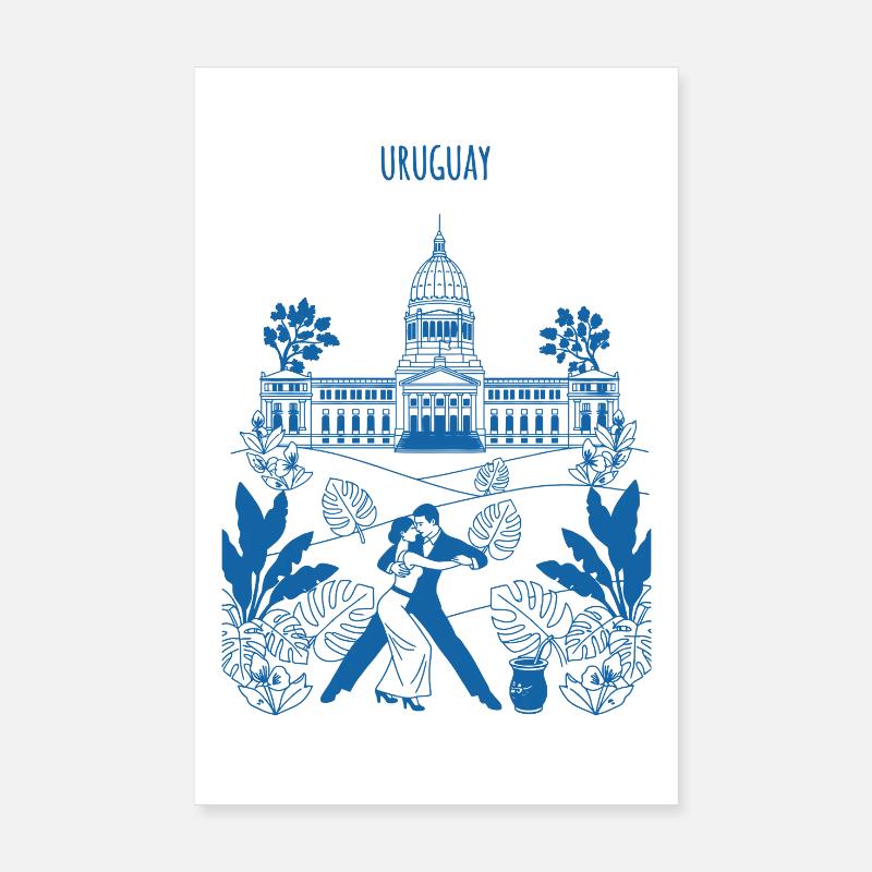 Uruguay Kapitol Tango - Poster 20x30 cm - Weiß