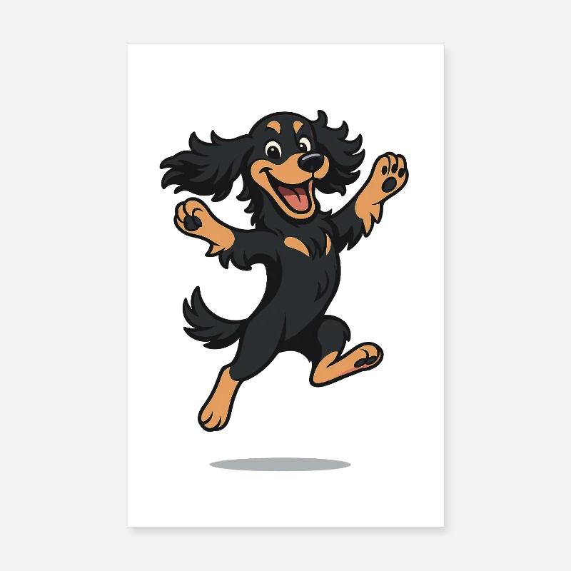 Bouncing Cartoon Cocker Spaniel - Poster 8" x 12" (20x30 cm) - white