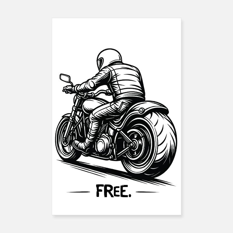 Motorcyclist Rear View Chopper Rider Poster 8" x 12" (20x30 cm)
