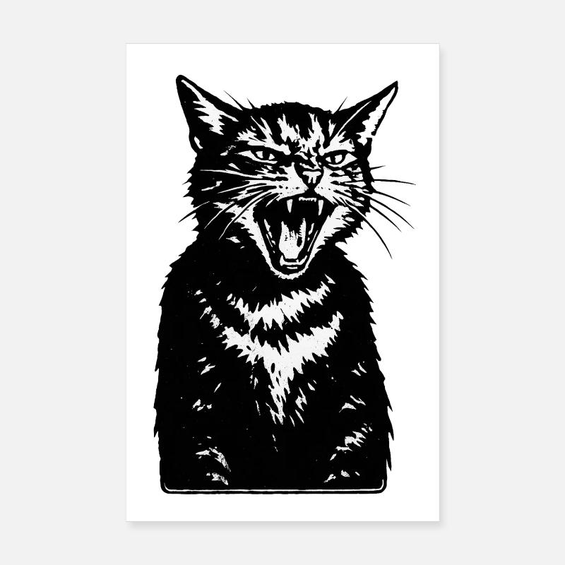 Schreiende Katzen-Silhouette Poster 20x30 cm