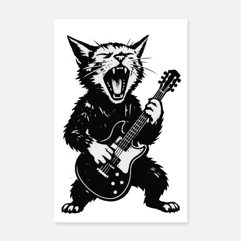 Guitariste de Cat Rock Poster 20 x 30 cm