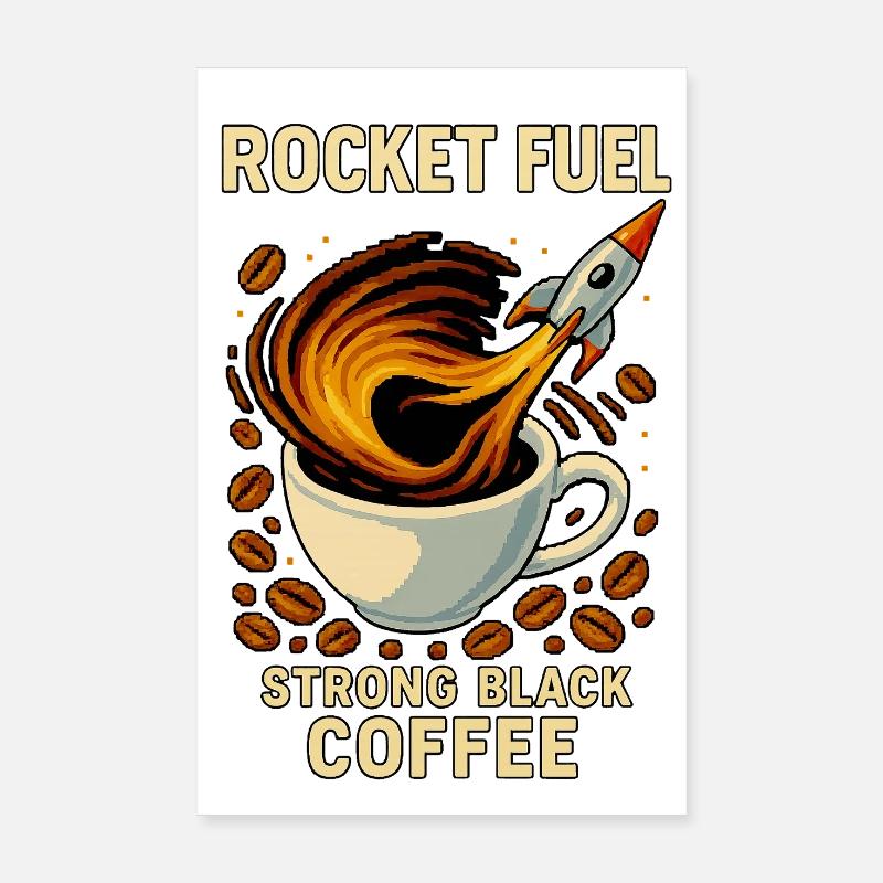 Rocket Fuel Strong Black Coffee Poster 8" x 12" (20x30 cm)