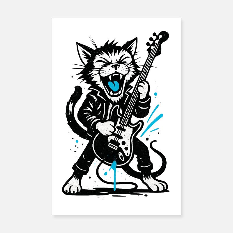 KatzenRock mit E-Gitarre Poster 20x30 cm