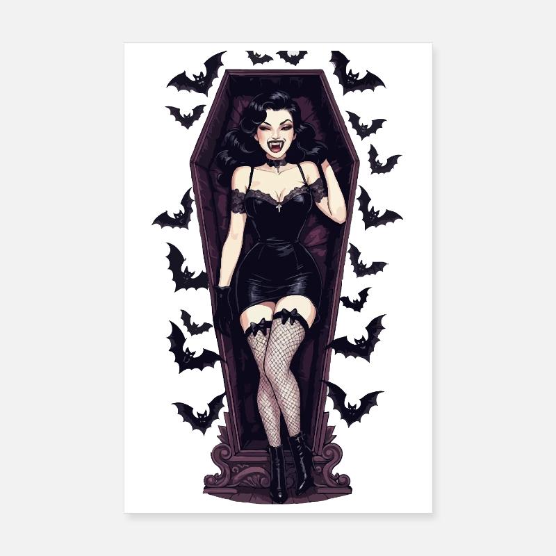 Pinup de vampire dans le cercueil Poster 20 x 30 cm