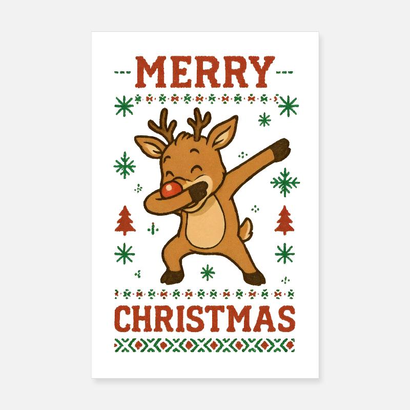 Joyeux Noël, renne Dab Poster 20 x 30 cm