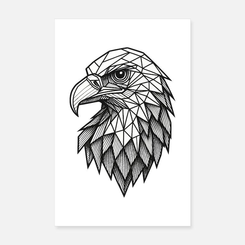 Geometric Eagle Head – Line Art Poster 8" x 12" (20x30 cm)