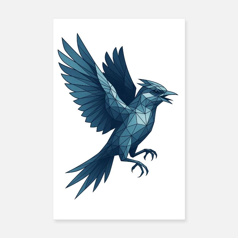 Merlebleu géométrique Poster 20 x 30 cm