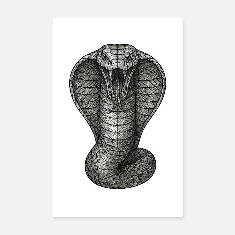 Cobra Graphite Line Illustration Poster 8" x 12" (20x30 cm)