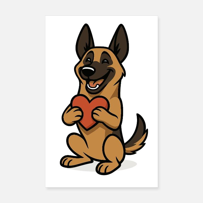 Malinois with Heart Comic Poster 8" x 12" (20x30 cm)