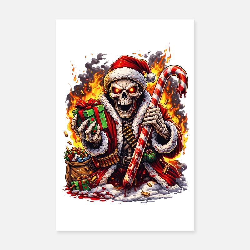 Squelette de Feu avec Canne d’Orge Poster 20 x 30 cm