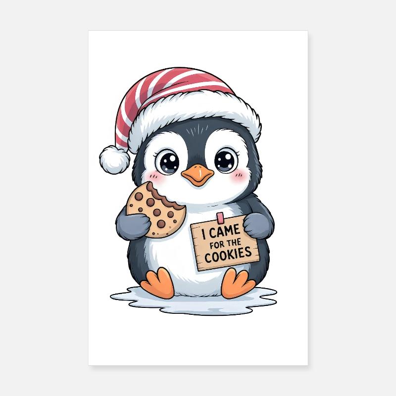 Je suis venu pour les biscuits Pingouin Poster 20 x 30 cm