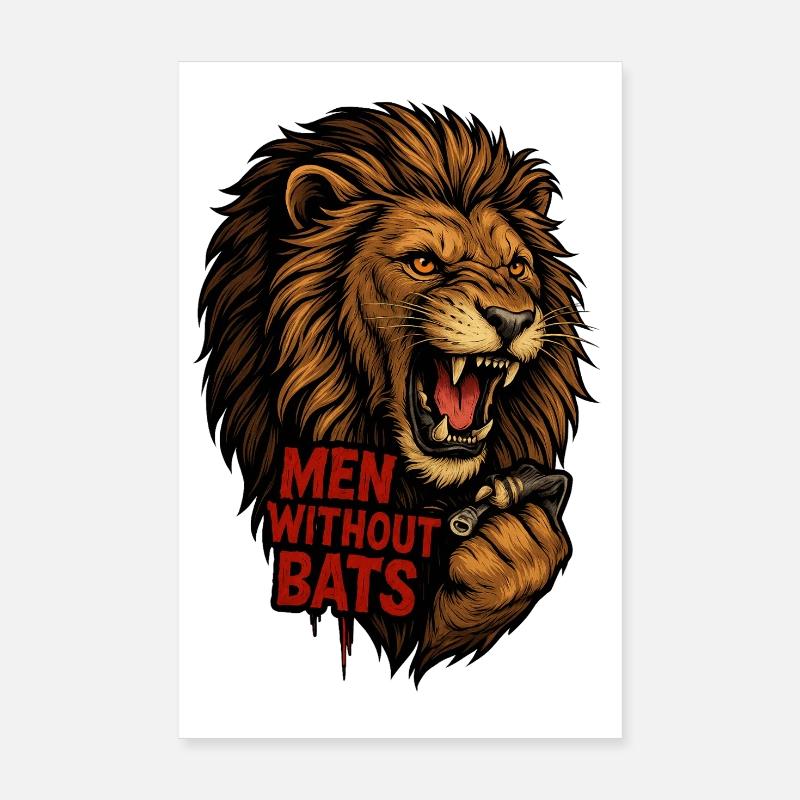 Lion avec les lettres Men Without Bats Poster 20 x 30 cm