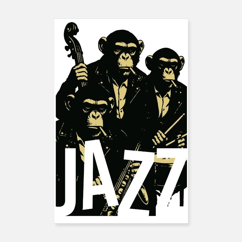 Jazz chimps Quartet Poster 8" x 12" (20x30 cm)