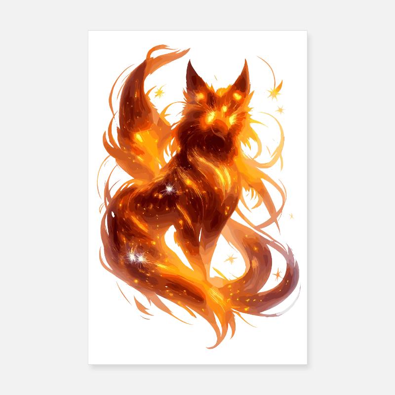 Feuerfuchs im Sternenfluss Poster 20x30 cm