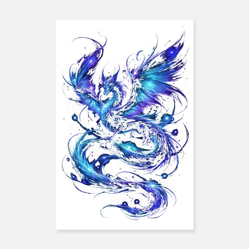 Blauer Sternenfeuerdrache Poster 20x30 cm
