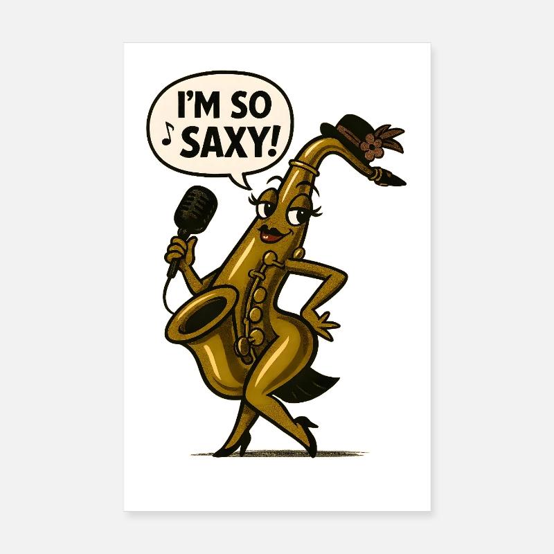Saxophone singer with microphone Poster 8" x 12" (20x30 cm)