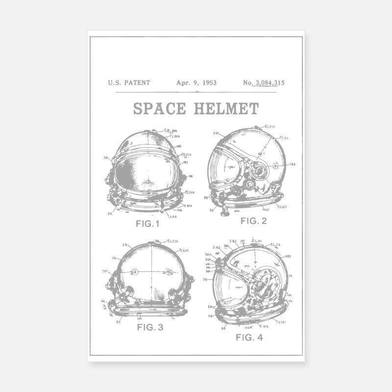 Brevet du plan de casque spatial Poster 20 x 30 cm