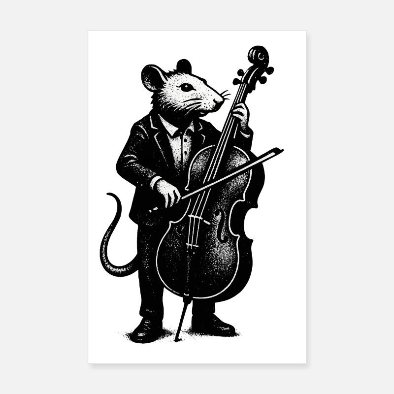 Rat in a suit plays cello Poster 8" x 12" (20x30 cm)