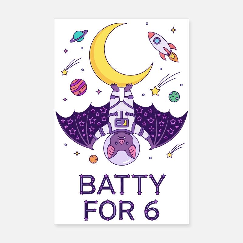 Batty For 6 Bat Poster 8" x 12" (20x30 cm)