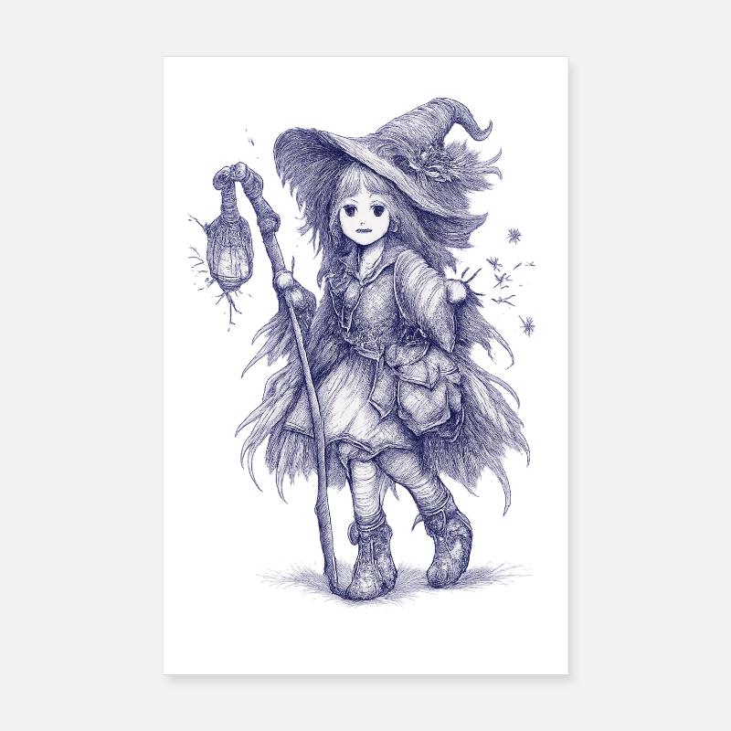 Waldhexe mit Laterne Poster 20x30 cm