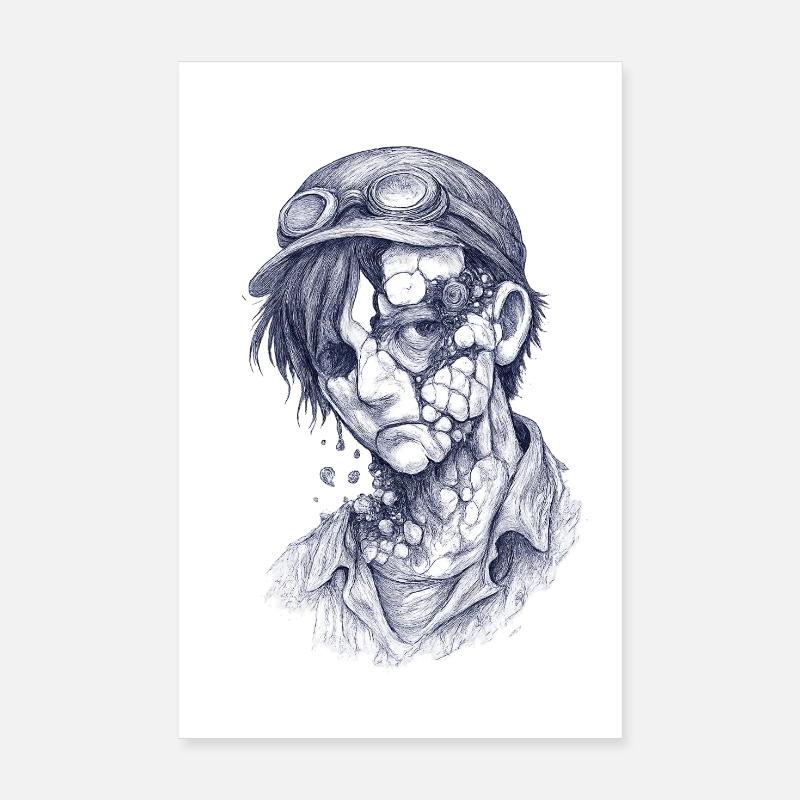 Decayed mechanic| Surreal Zomie Boy Poster 8" x 12" (20x30 cm)