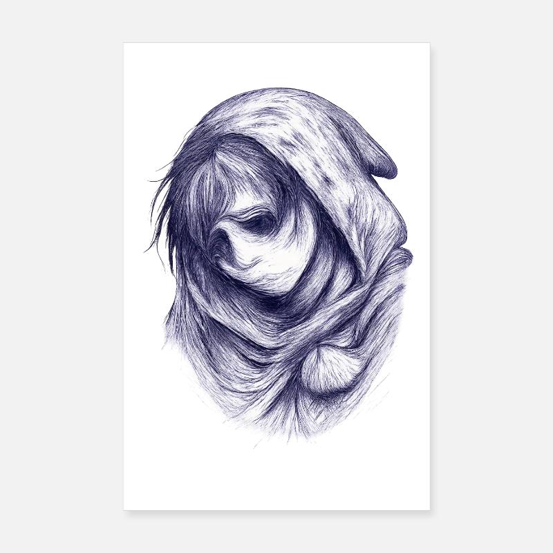 Blaue Hülle: Gesichtslose Figur Poster 20x30 cm