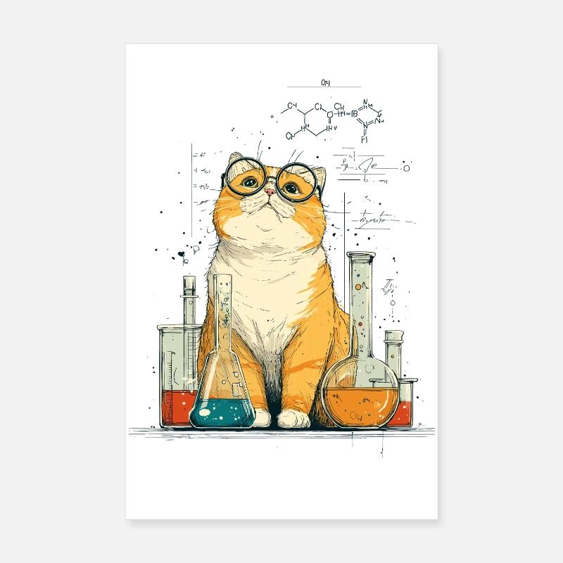 Chat chimique au laboratoire Poster 20 x 30 cm