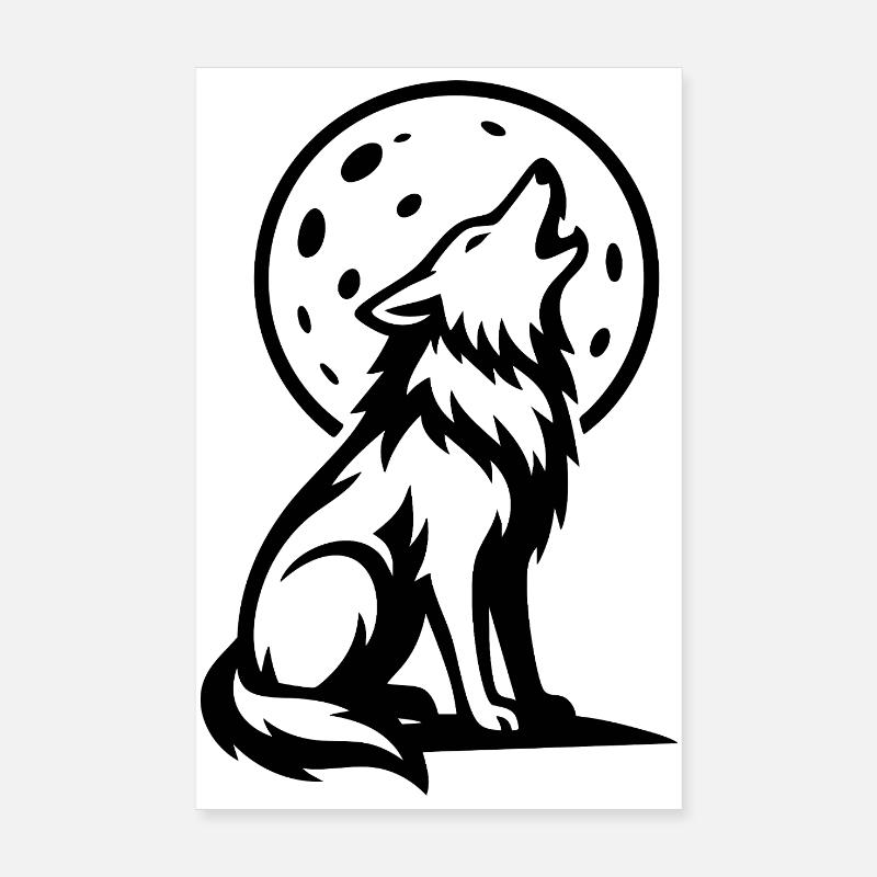 Wolf howling at full moon Poster 8" x 12" (20x30 cm)