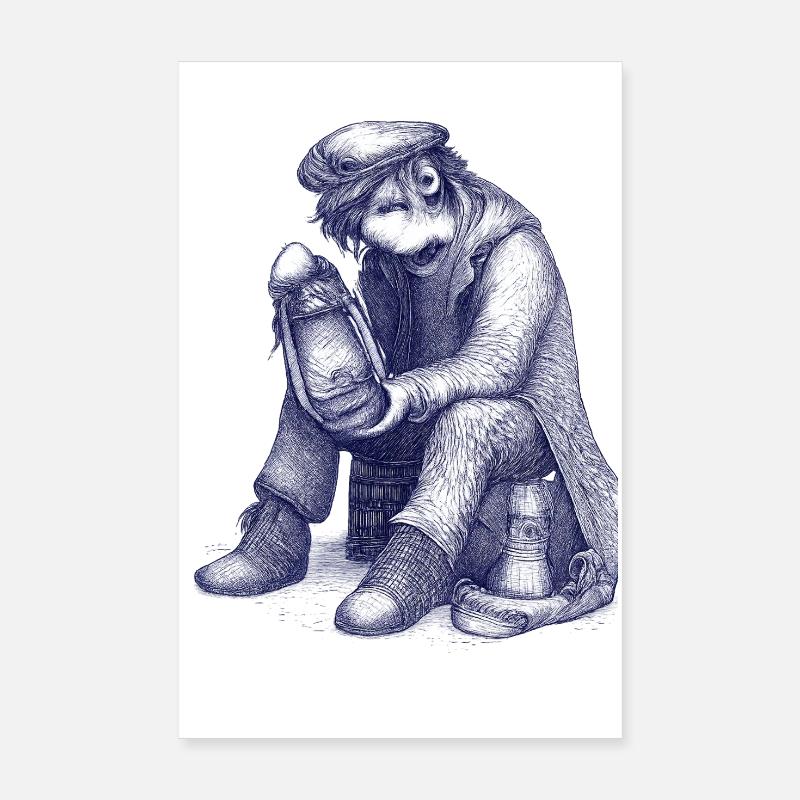 Triste | Stylo à bille peint à la main Poster 20 x 30 cm