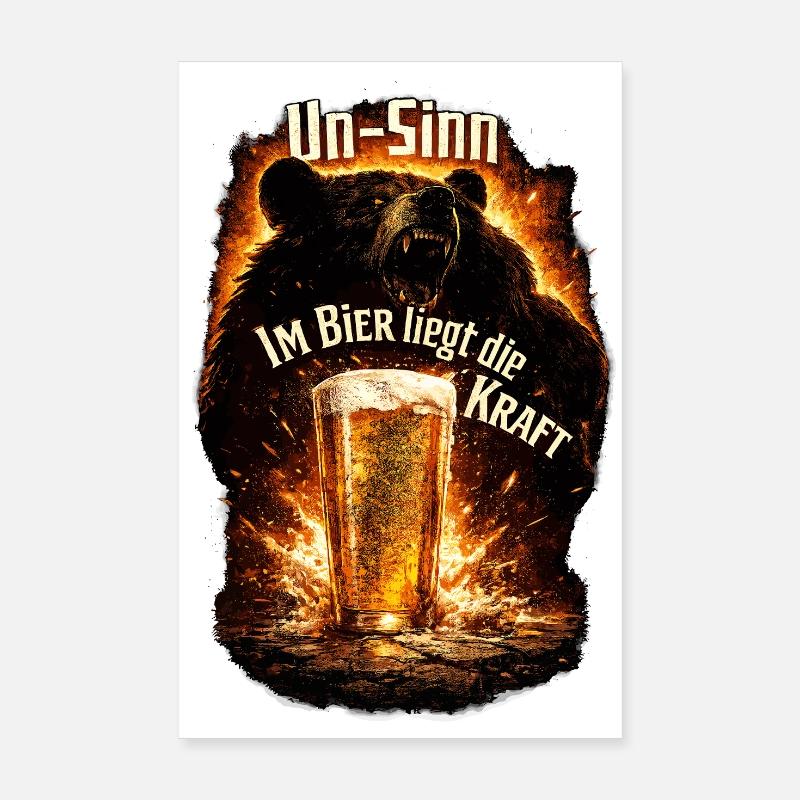 Bär, Bier und Feuerkraft Poster 20x30 cm