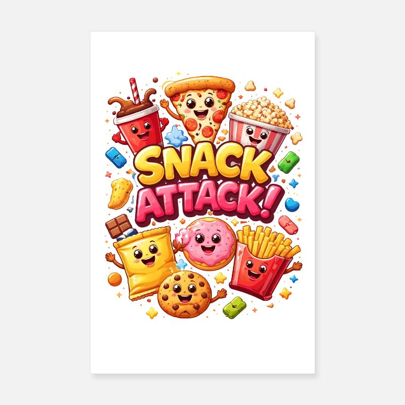 Snack Attack! Colorful snack heroes Poster 8" x 12" (20x30 cm)
