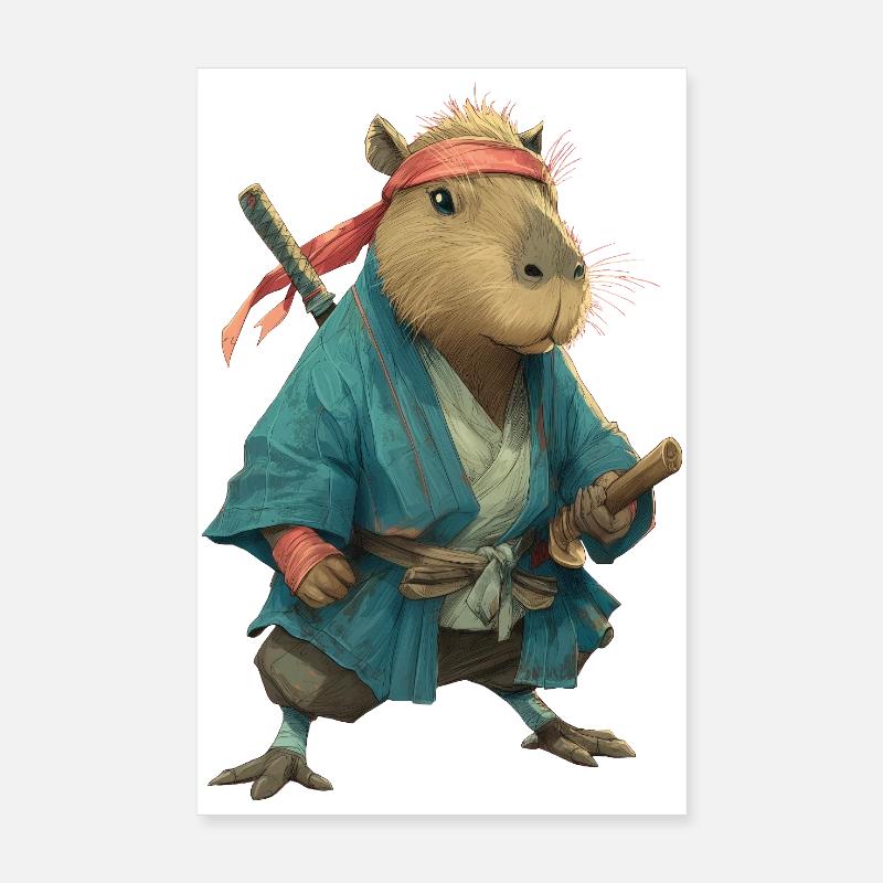 Capybara Ninja Poster 20x30 cm
