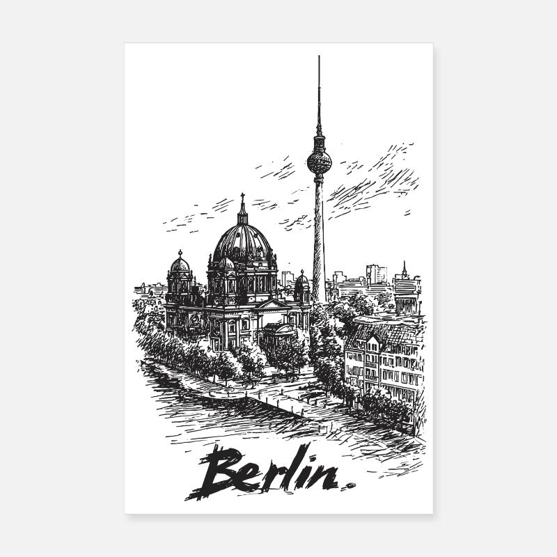 Silhouette de la ligne d’horizon de Berlin Poster 20 x 30 cm