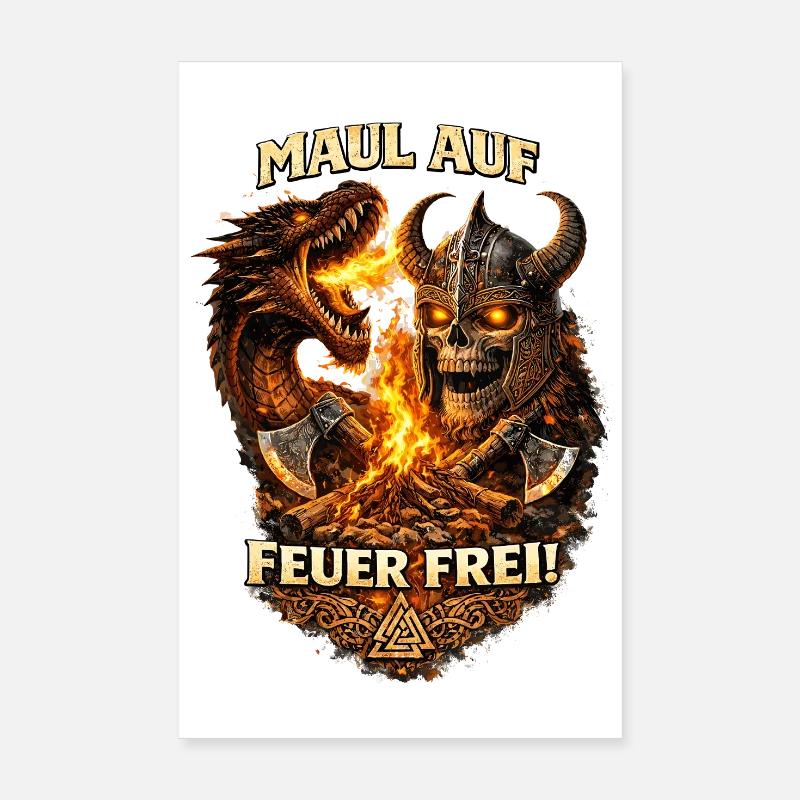 Skull Warrior Dragonfire Poster 8" x 12" (20x30 cm)