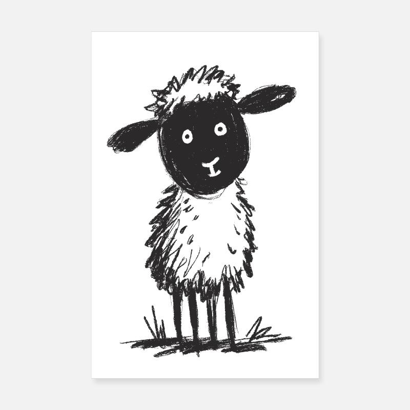 Fluffy Doodle Sheep Poster 8" x 12" (20x30 cm)