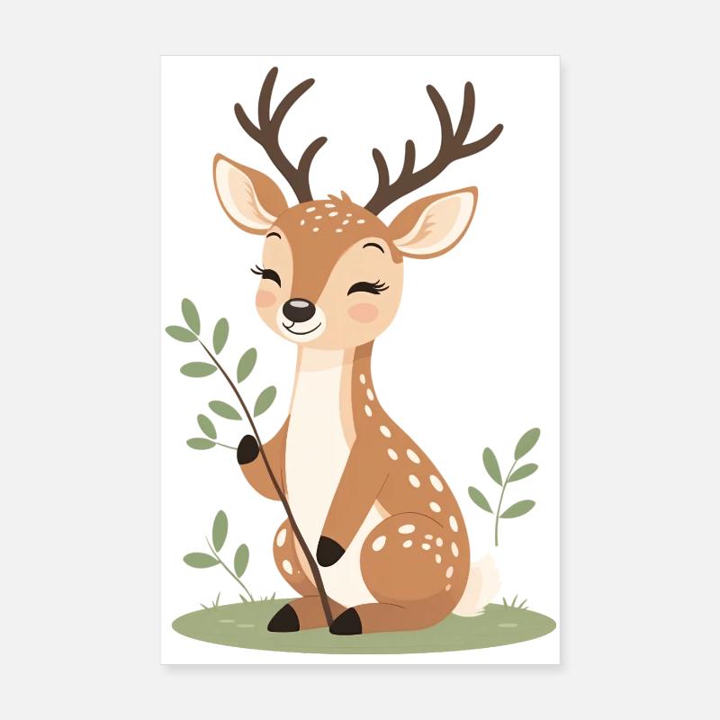Cerf câlin dans la forêt Poster 20 x 30 cm