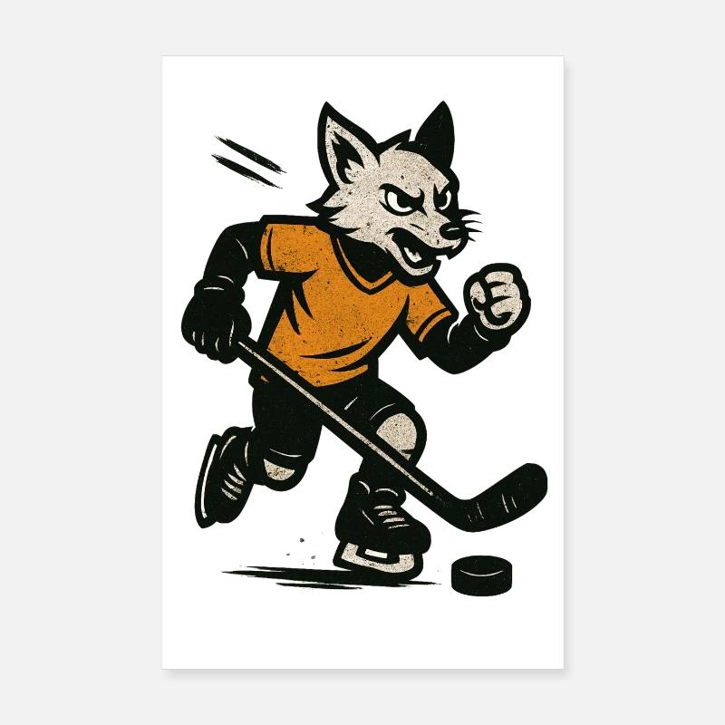 Wolf Hunter Hockey Vintage Wolf Poster 20 x 30 cm