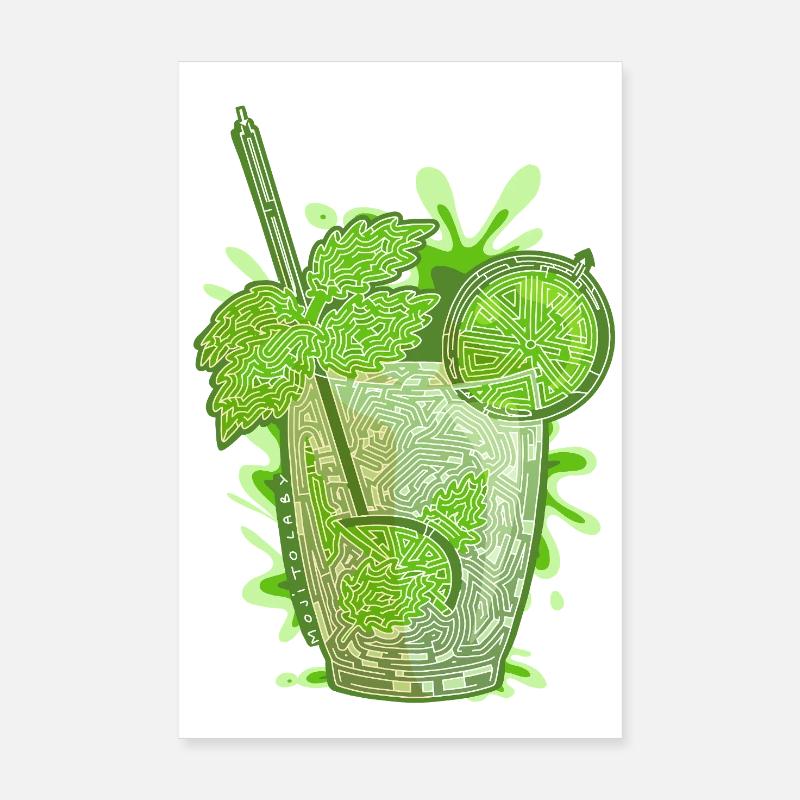 Mojito labyrinthe (contour blanc) Poster 20 x 30 cm