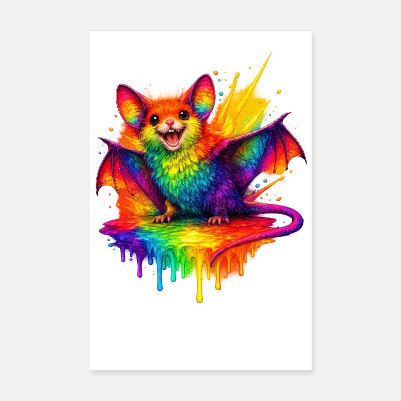 Éclaboussure de chauve-souris arc-en-ciel Poster 20 x 30 cm